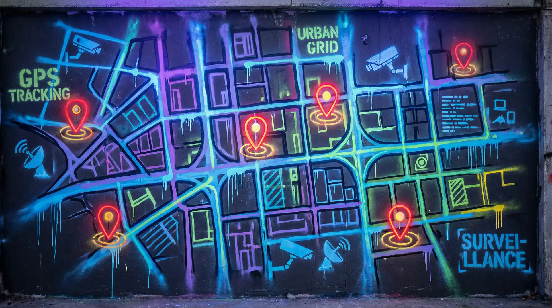 直播:宝藏广东 狗仔追踪地图 - 城市涂鸦风格
